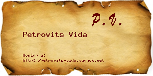 Petrovits Vida névjegykártya